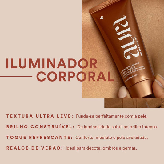 Iluminador Líquido Corpo e Rosto Aura by Helena Coelho, 75ml